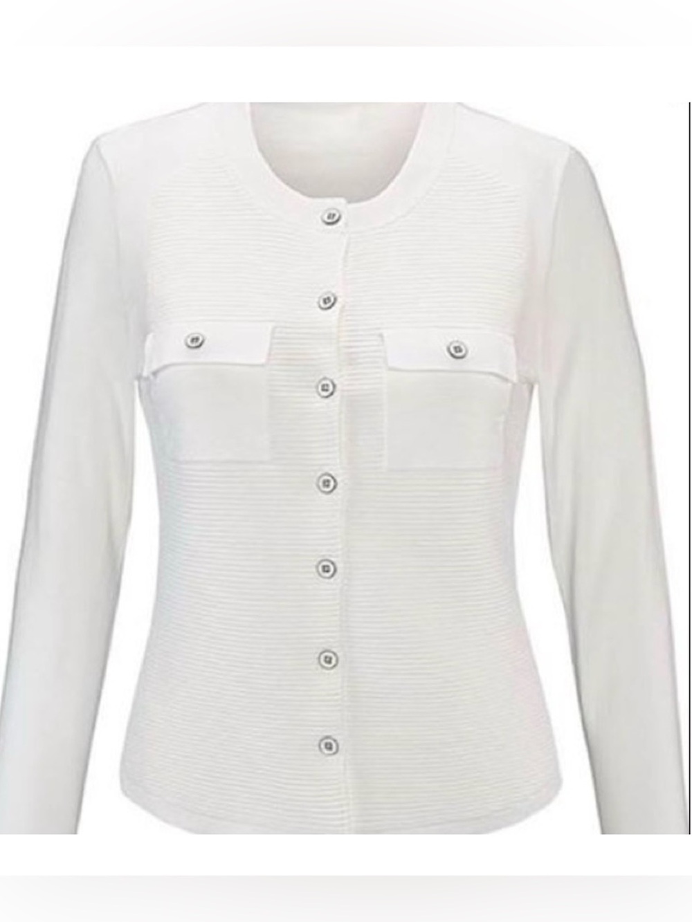 Cabi fencing Cardigan soft white size Large